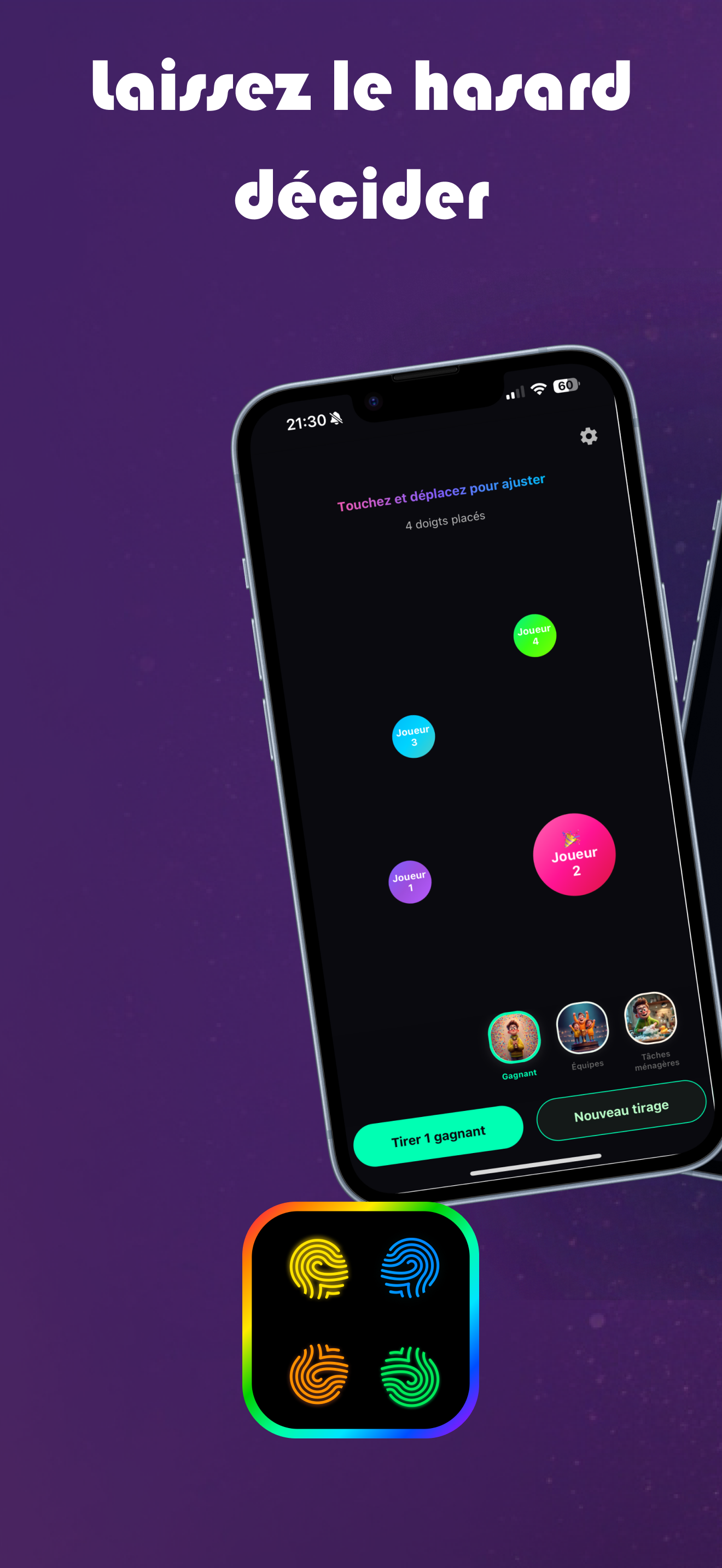 Capture d'écran de l'interface principale d'AmStramGram montrant l'écran de sélection des participants